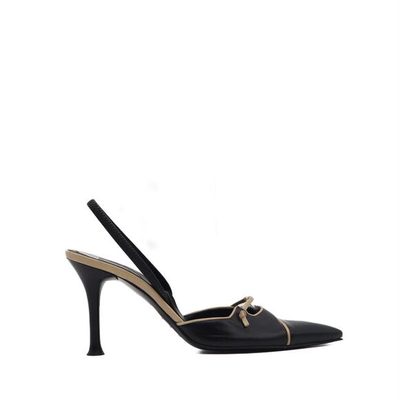 Sergio Rossi Leather Pointed Toe Slingback Pumps Size 37 - Picture 1 of 11
